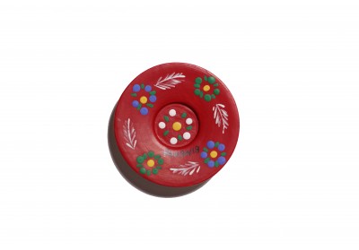 Magnet de lemn artizanal model farfurie roșie Magnet de lemn artizanal model farfurie roșie